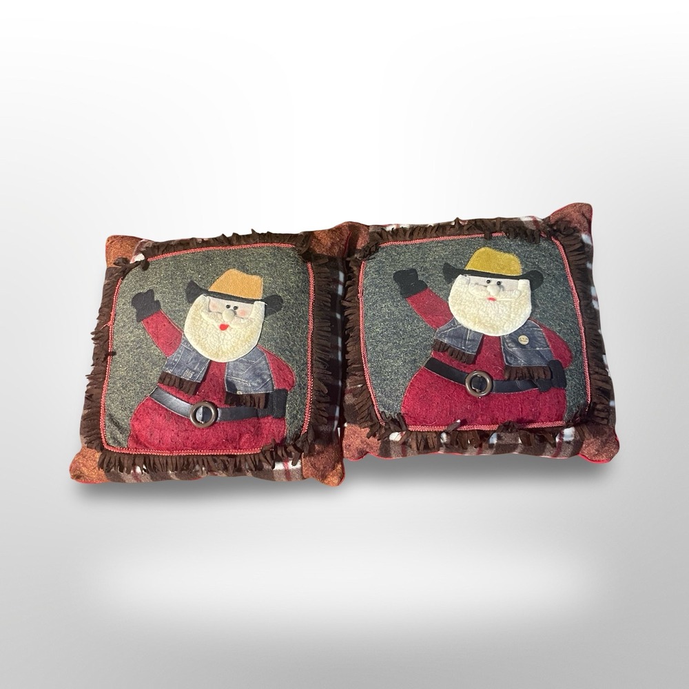Set of 2‎ Western Santa Claus Decor Throw Pillows Christmas Holiday Decor cozy
